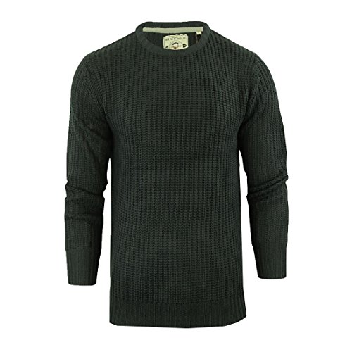 Image of Brave Soul Mens Binary' & 'Neutron' Crew Neck Jumper Fishermans Chunky Rib Knit