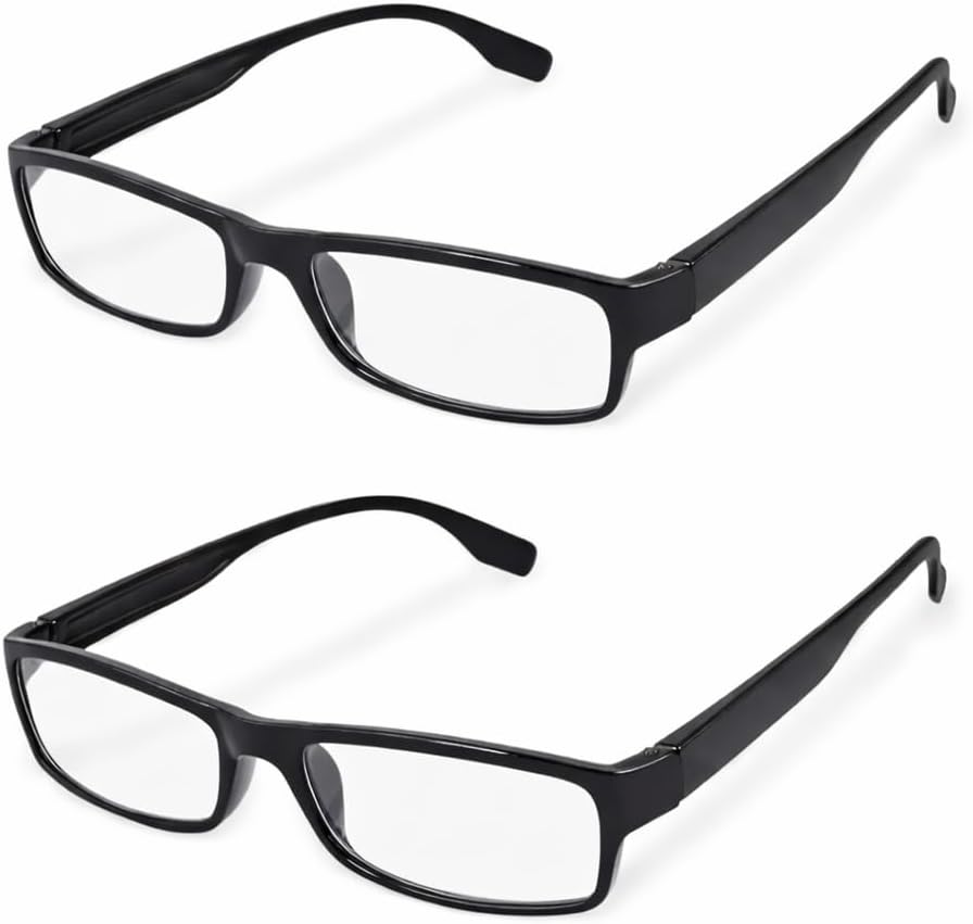 Spex point Reading Glasses +2.75, Black Frame, Rectangular Shape, Clear Lens, 2 Pack