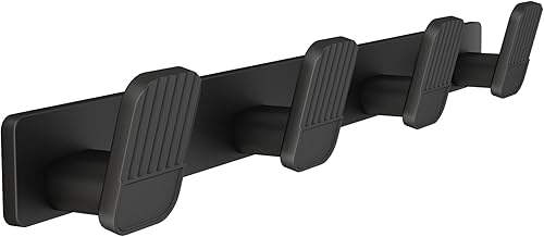Perchero de pared para colgar abrigos, perchero negro con 4 ganchos, ganchos de aluminio para colgar abrigos, sombreros, bolsos, toallas, soporte