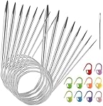 28PCS Knitting Needles FUNCYboo,Circular Knitting Needles 32"stainless steel circular Knitting Needles Metal Round Knitting Needles with Stitch Markers & blunt needle for Begining fit Hot Sleeve Sweet