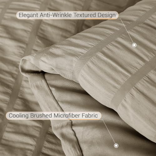 Image of MUXHOMO 5 Pieces Twin XL Comforter Set, Seersucker Bed in a Bag Twin XL Size, All Season Luxury Bedding Set with Comforter, Flat Sheet, Fitted Sheet, Pillowcase & Sham, Linen