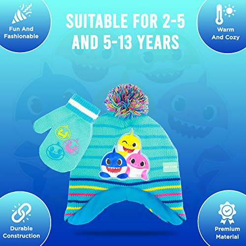 Accessory Supply Baby Shark Toddler Winter Hat And Toddler Mittens, Warm Kids Winter Gloves With Matching Toddler Beanies For Boys And Girls Blue 132 2-5 #TOP2
