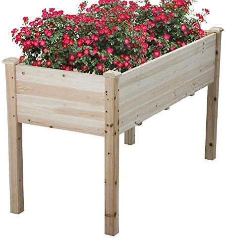 Cyanhope Wooden Raised Garden Bed Kit Cedar Elevated Garden Planter Box with Legs for Vegetables/Flower/Herb/Fruits