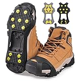 アイゼン 滑り止めスパイク 革新版 11本ピン 厚め素材 靴底用 アイススパイク 着脱式 登山 通勤 釣り 雪 氷結路面 転倒防止 収納袋付 男性女性 M