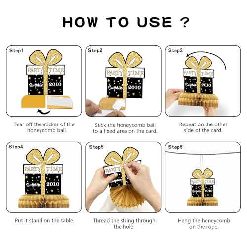 Image of 9Pcs Black Gold 16th Birthday Decorations Honeycomb Centerpieces for Boys Girls,Happy 16th Birthday Centerpieces Tables Toppers Party Decorations Supplies 16th Table Sign Decor