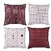 Produktbild FabThing 4er-Set Kissenbezüge Kissenhülle Dekorative Kopfkissen Geometrie Sitzkissen Sofakissen Baumwolle Dekokissen für Sofa Schlafzimmer,45x45cm Bordeaux