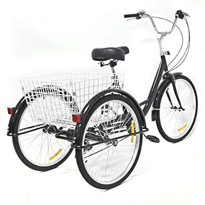 24'' 8 Gänge Räder Dreirad Einkaufskorb Fahrrad Zahnräder Dreirad für Erwachsene Cityräder Outdoor Sports