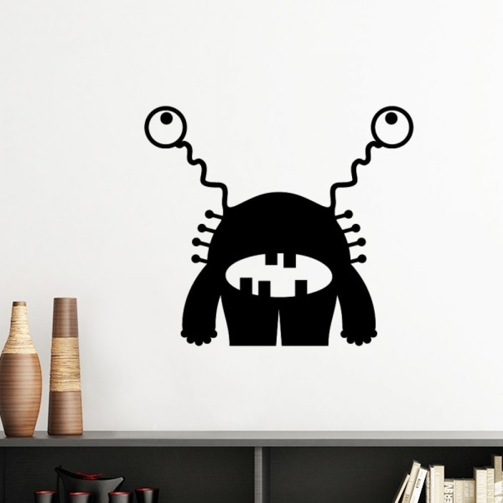 Sticker mural alien silhouette orange 60cm style sketch DIY