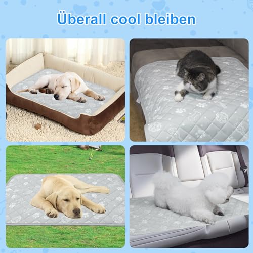 MH MYLUNE HOME Kühlmatte für Hunde Katze Thermochrome Hundekühlmatte Selbstkühlend rutschfest Wasserabsorbierend Tragbar Kühldecke für Hunde Hundedecke Kühlend Cooling Mat Dog- L 100 x 70 cm