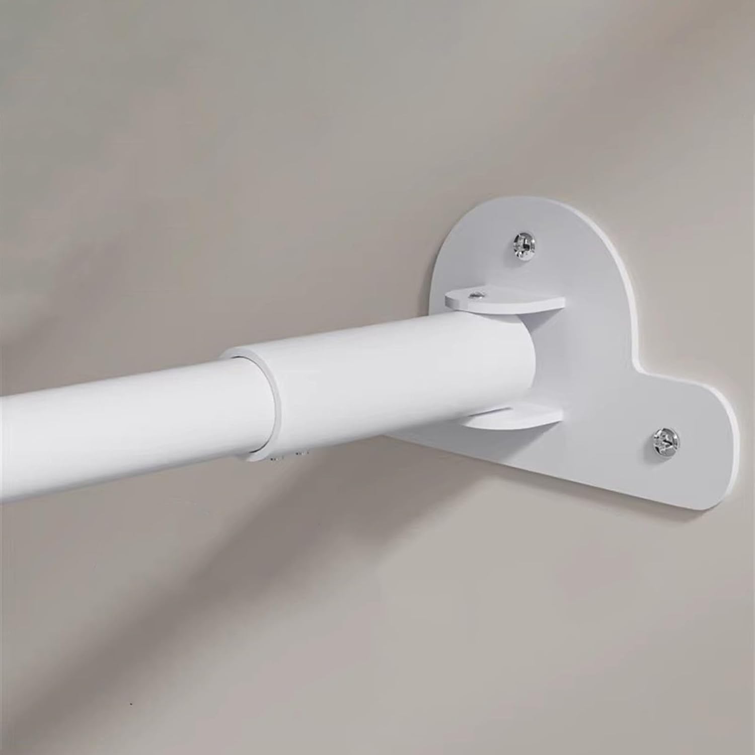 Closet Rod Angled Wall Closet Pole Holder Retractable, Adjustable Closet Rail Support Bracket, 180° Swivel Corner Shower Garment Rack/Changing Clothes Rail(White,95-150cm(37"-59"))