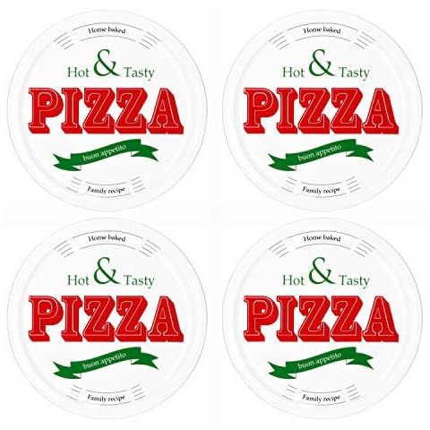 MamboCat 4-er Set Pizzateller Hot & Tasty Ø 30,5 cm große weiße Teller aus Steingut zum Anrichten Cover