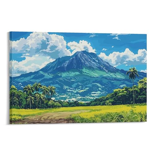 Impression Sur Toile Tropical Mountain Landscape Décoration Murale Salon 60x90cm