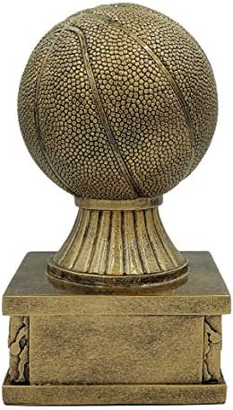 Basketball Action Pedestal Trophy, Gold | Hoops Award - 6 Inch Tall - Engraved Plate on Request