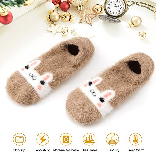 Wisvooo Slipper Socks For Women Anti-Slip 5 Pairs Super Soft Warm Cozy With Cute Animal Winter Fluffy Fuzzy Slipper Socks #TOP2