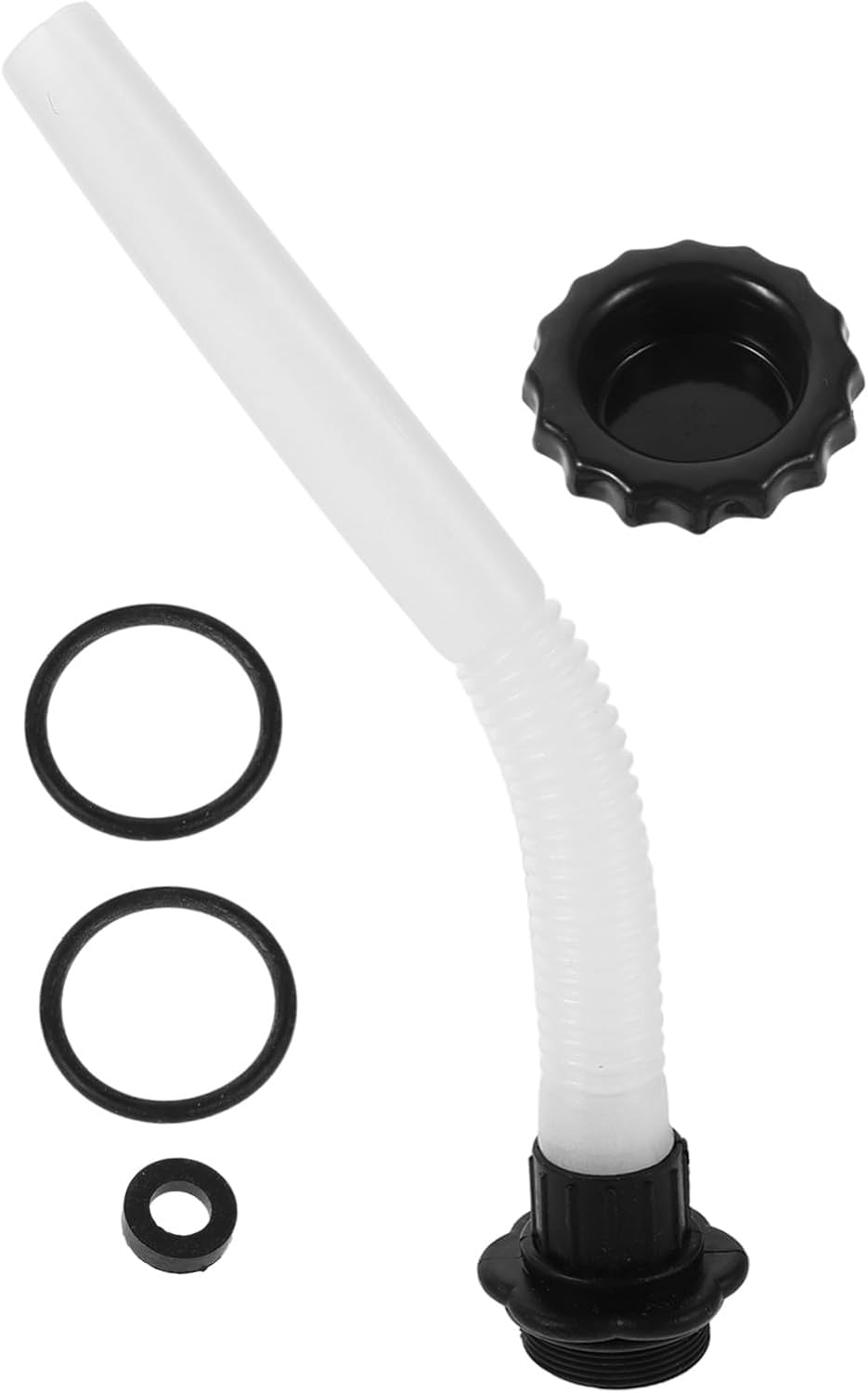 POPETPOP Fuel Can Spout Replacement Kit with Metal Nozzle Plastic Tube and Seal Ring for Gasoline Pouring – 3.5cm Diameter Covered Cap Included Random Color