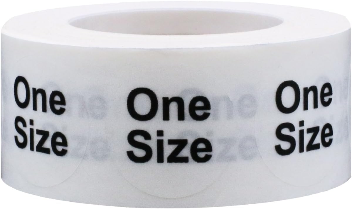 Clear Circle One Size Clothing Size Stickers for Retail Apparel 0.75 Inch 500 Total Adhesive Labels