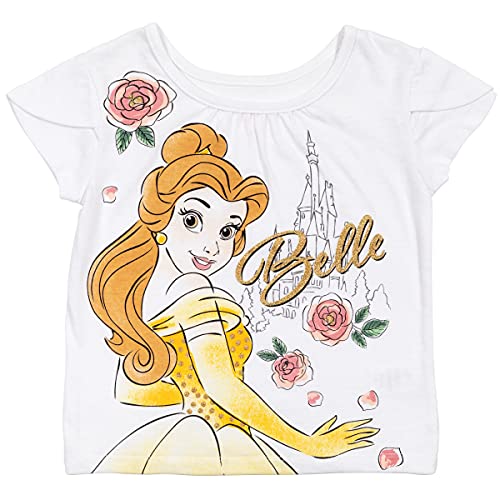 Disney Princess Belle Toddler Girls Graphic T-Shirt Mesh Skirt And Scrunchie 3 Piece Outfit Set 5T #TOP1