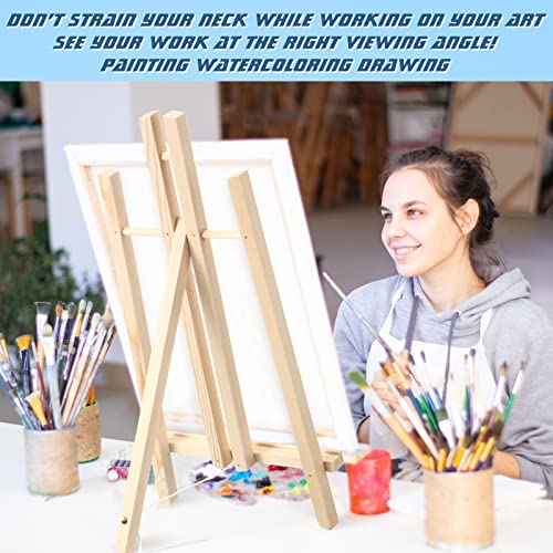Ctosree 12 Pcs 16 Inch Table Top Easel for Painting Wooden Tabletop Easel Display for Canvas Photo Picture Sign Holder Tripod Art Christmas Gifts for School Painting - Thumbnail 5