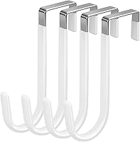DkOvn 4 Pack Heavy Duty Over Door Hooks - Fits Doors Up to 1.4in Thick, 20lbs Capacity, Scratch-Free Rubber Coat for Towels, Clothes, Bags