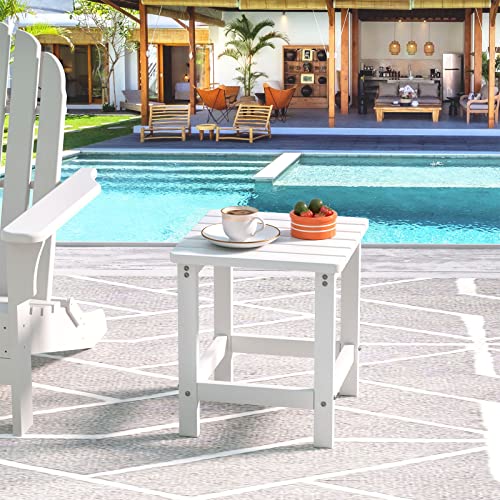 Udpatio Outdoor Side Table For Patio, Xl Square Adirondack Table Pool Composite Patio Table, Hdpe End Tables For Outside Backyard, Pool, Indoor Companion, Easy Maintenance & Weather Resistant(White) #TOP6