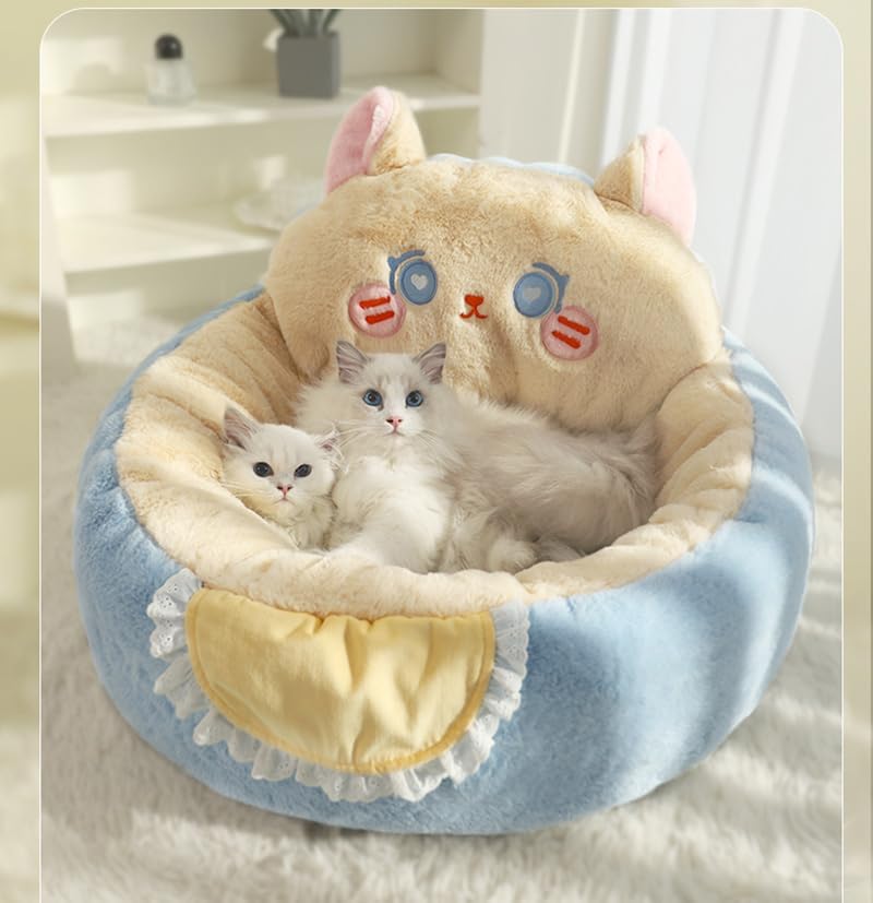 review Cute Cat Bed for Indoor,Cute Cat Dog Bed Tent with Removable Washable Cushioned, Cat Cave,Dog Bed Calming Fluffy Plush Dog Bed Puppy Bed,Hug Sleep Cuddle Pet Bed (G)