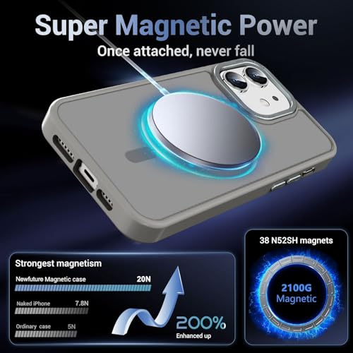 Newfuture Designed for iPhone 11 Case with Strong Magnetic [13 FT Military Drop Protection] [Compatible with Magsafe] Slim Translucent Matte Shockproof with Anti-Fingerprint Phone Case, Titanium Gray — view 3