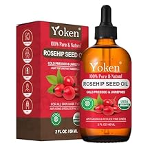 Yoken Organic Rosehip Seed Oil for Face, 100% Pure and Natural Cold Pressed Unrefined Rosehip Oil Carrier for Skin, Hair & Nails - Lightweight, Fast-Absorbing 2 fl oz