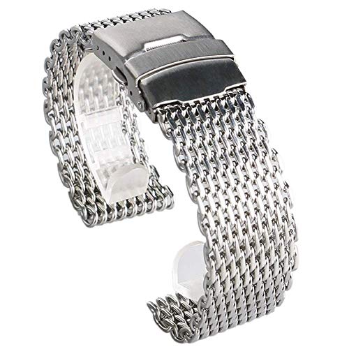 Bracelet montre acier inoxydable 18mm à 24mm noir argent or avec barres