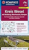 oberhausen karten  KOMPASS Fahrradkarte 3214 Kreis Wesel mit Duisburg, Oberhausen, Kempen mit Knotenpunkten 1:50.000: reiß- und wetterfest