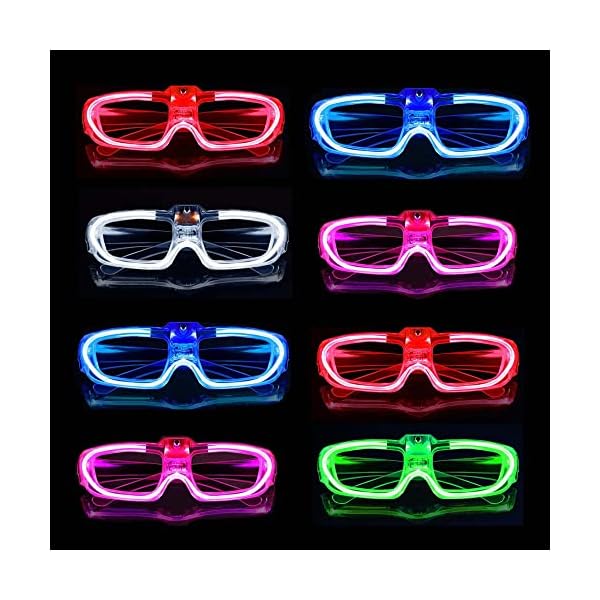 25 packs led glasses halloween party supplies ,5 neon colors,3 light modes light up glow sticks glasses toys party supplies for kids adults glow glasses fit christmas valentine's day new year