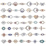 【Paket Enthalten】 Sie erhalten 50 Stück Emaille-Augenornamente aus gemischten Legierungen in unserem Paket, darunter 24-25 Arten von Strass-Emaille-Augenanhängern, die Größe beträgt etwa 2-3,5 cm / 0,78-1,4 Zoll, Verbindungsperlen für den bösen Blick haben Jede Form wie Baum des Lebens, Hamsa Hand, Kreuz, Pentagramm, Herz Evil Eye Charm Connector