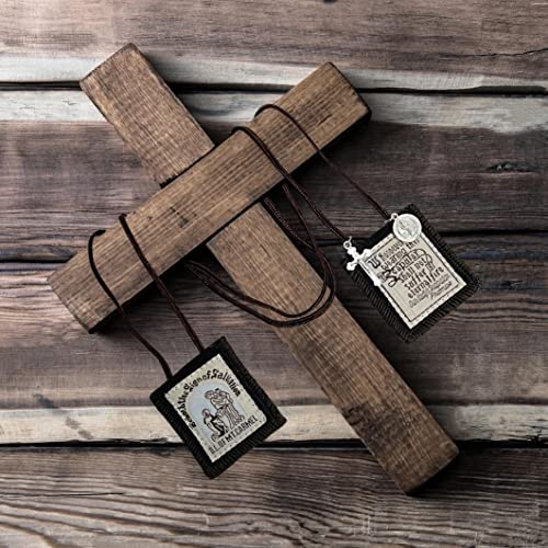 Scapulars Catholic, 3 Pack Bulk Brown Scapular Of Our Lady Of Mount Carmel, Escapularios Catolicos Scapular Catholic Necklaces Gift For Women Man With St Benedict Medal Crucifix Mexican Decoration4