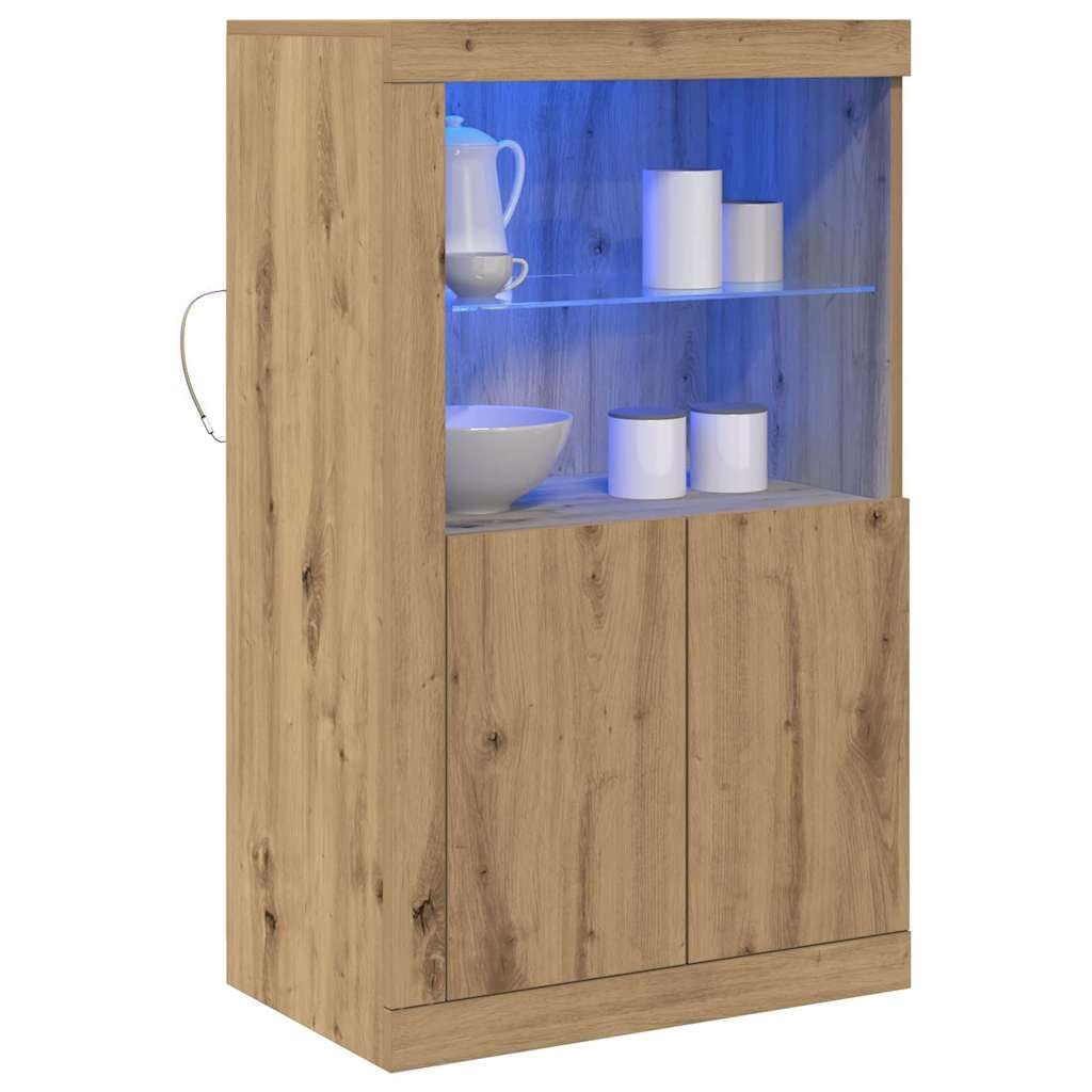 vidaXL Zeitgenössischer Schrank aus massiver Eiche mit Glasregal | Elegantes Design, ideal für Wohnzimmer oder Büro, langlebig, Mattes Finish, nur für drinnen, leicht zu montieren, Holz-