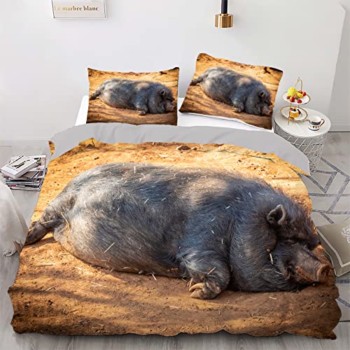 Housse de couette cochon jaune microfibre superfine Vertbaudet hypoallergénique