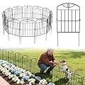 Garden Fence 17in (H) x10.5ft (L), 10 Pack Rustproof Metal No Dig Animal Barrier, Decorative Garden Border Fence Panels, for Dogs, Flower Bed, Patio