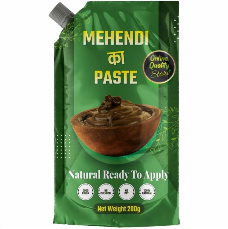 Online Quality Store Mehendi Ka Paste | Ready to apply | Instant Mehendi for Hair Colour Natural - 220 g-image-29