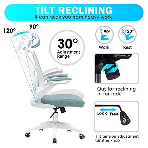 KERDOM Ergonomic Office Chair, Breathable Mesh Desk Chair, Lumbar Support Computer Chair with Headrest and Flip-up Arms, Swivel Task Chair, Adjustable Height Gaming Chair KERDOM Ergonomic Office Chair, Breathable Mesh Desk Chair, Lumbar Support Computer Chair with Headrest and Flip-up Arms, Swivel Task Chair, Adjustable Height Gaming Chair