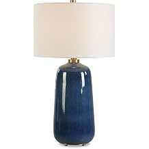 Uttermost 30566 Brae 31.5 inch 150.00 watt Deep Blue Glaze and Brass Table Lamp Portable Light