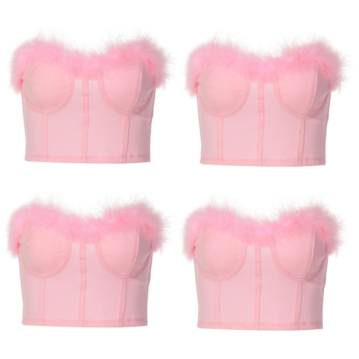 4pezzi Top Fuzzy per Donna Top Tubolare Estivo Canotta Leggera e Spandex Abbigliamento alla Moda per Feste e Occasioni Speciali