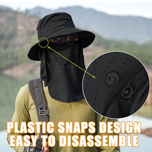 Sun Hats for Men Women Fishing Hat UPF 50+ Breathable Wide Brim Summer UV Protection Hat with Face Cover & Neck Flap - Image 3