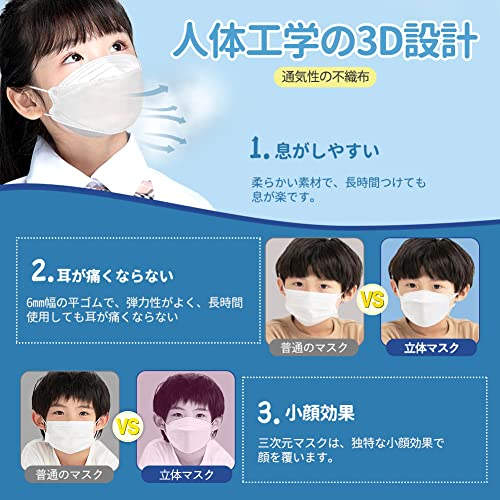 [Brodio] 立体マスク 小さめ 子供用マスク 不織布 中学年以