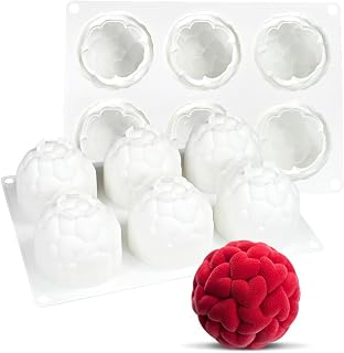 3D Silicone Mousse Cake Molds, 6 Cavities Molds Flexible Easy Release Mold DIY Baking Mold Cake Fondant CakeMold Pudding Jelly Dessert (6 consecutive love balls)
