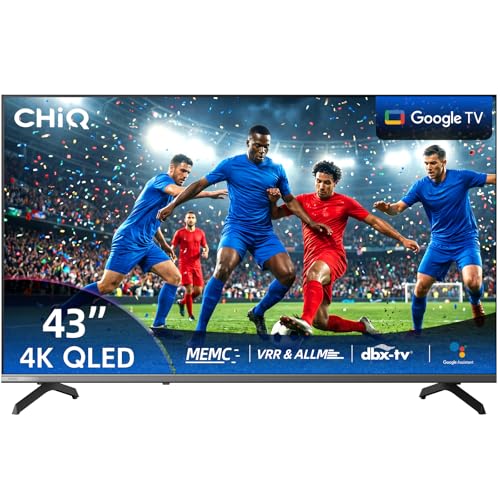 CHIQ U43QST 43 Zoll (109 cm) 4K UHD QLED Smart Google TV mit HDR10, ALLM & VRR für Spiele, MEMC, Sprachsteuerung, Ultra-dünnes Metal-Design, Dolby Audio, 2.4G/5G WLAN (Neues Modell) CHIQ U43QST 43 Zoll (109 cm) 4K UHD QLED Smart Google TV mit HDR10, ALLM & VRR für Spiele, MEMC, Sprachsteuerung, Ultra-dünnes Metal-Design, Dolby Audio, 2.4G/5G WLAN (Neues Modell)