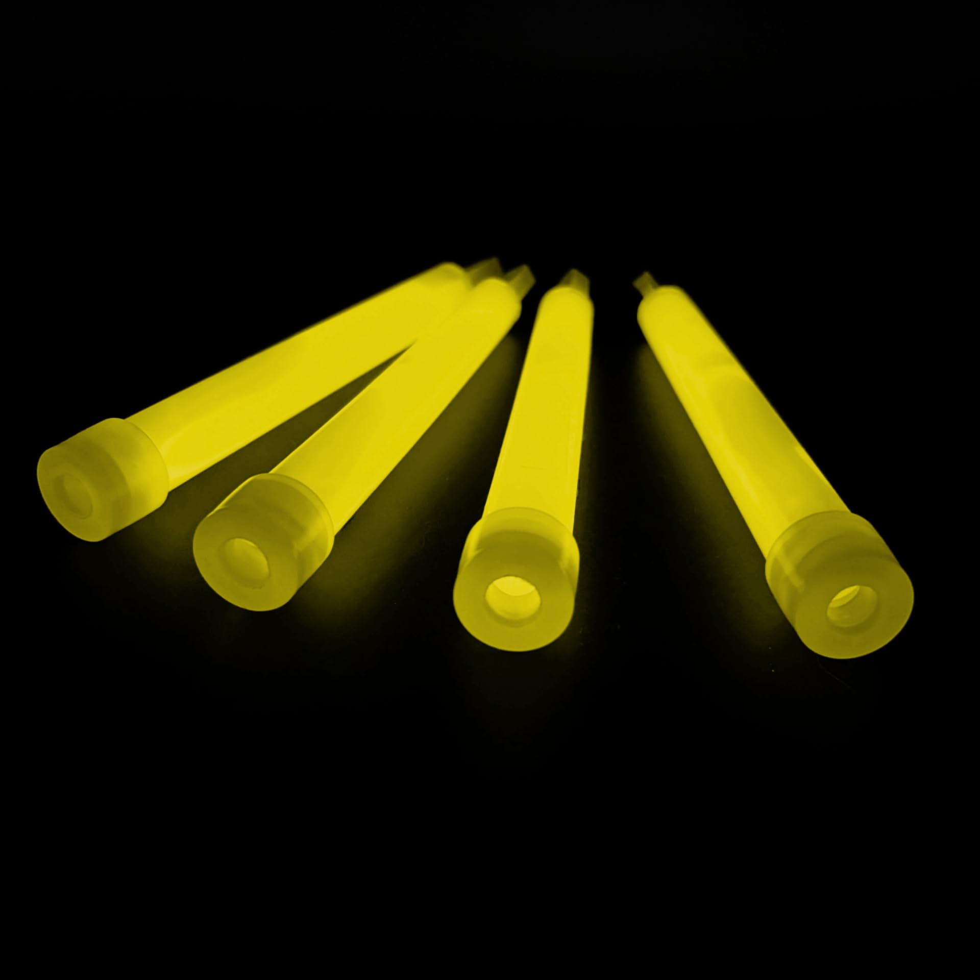 KNIXS 25er Pack Power-Knicklichter/Knicklicht (15 cm) inkl. Spezialhaken und Befestigungsband - Gelb Leuchtend