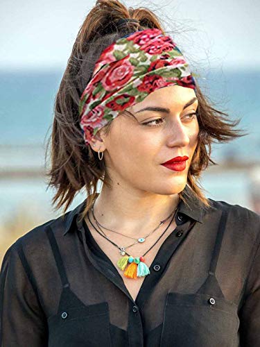 Simsly Boho Headbands Elastic Flower Yoga Head Wrap Hair Band for Running Fitness Women and Girls FD-044 (3Pcs).