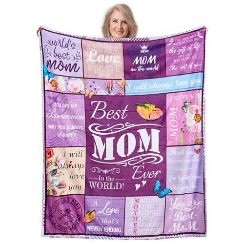 Suyfhdc Mothers Blanket Gifts,Best Gift for Mom,I Love You Mom Blanket Gifts from Daughter Son, Super Soft and Comfortable Blanket for Birthday,Throw Blanket for Mom Grandma Women 50x60 Inchs