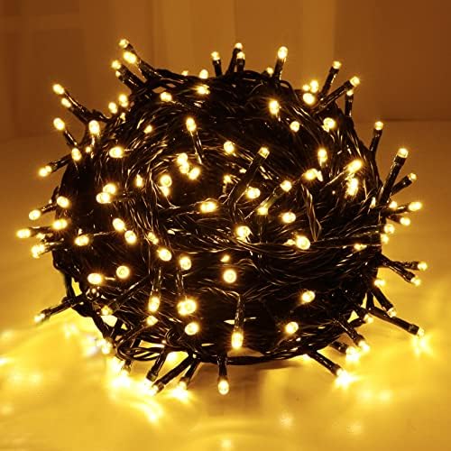 100Ft Christmas Tree Lights Connectable, 8 Modes 300 LED Warm White Christmas Lights Outdoor, Green Wire Fairy Starry String Lights Plug In, Holiday Decorative Mini Lights for Wedding Party Decor