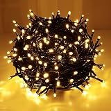 100Ft Christmas Tree Lights Connectable, 8 Modes 300 LED Warm White Christmas Lights Outdoor, Green