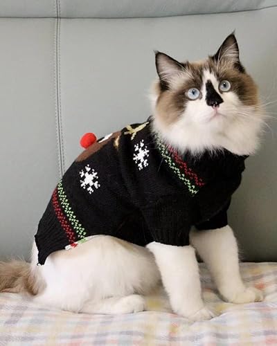 Miniatura 2 de BOBIBI - Suéter para gatos de Navidad con diseño de Santa Claus para mascotas o gatos, de tejido de punto