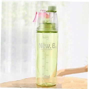 Spray Portable Water Bottle, 600ml Plastic Spray Cup Anti-Leak Water Bottle for Outdoor Sport